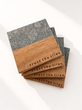 Trust the Tiles Mahjong Coasters – Engraved Marble & Wood, Set of 4